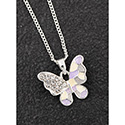 Necklace Silver Plated Handpainted Sparkle Butterfly